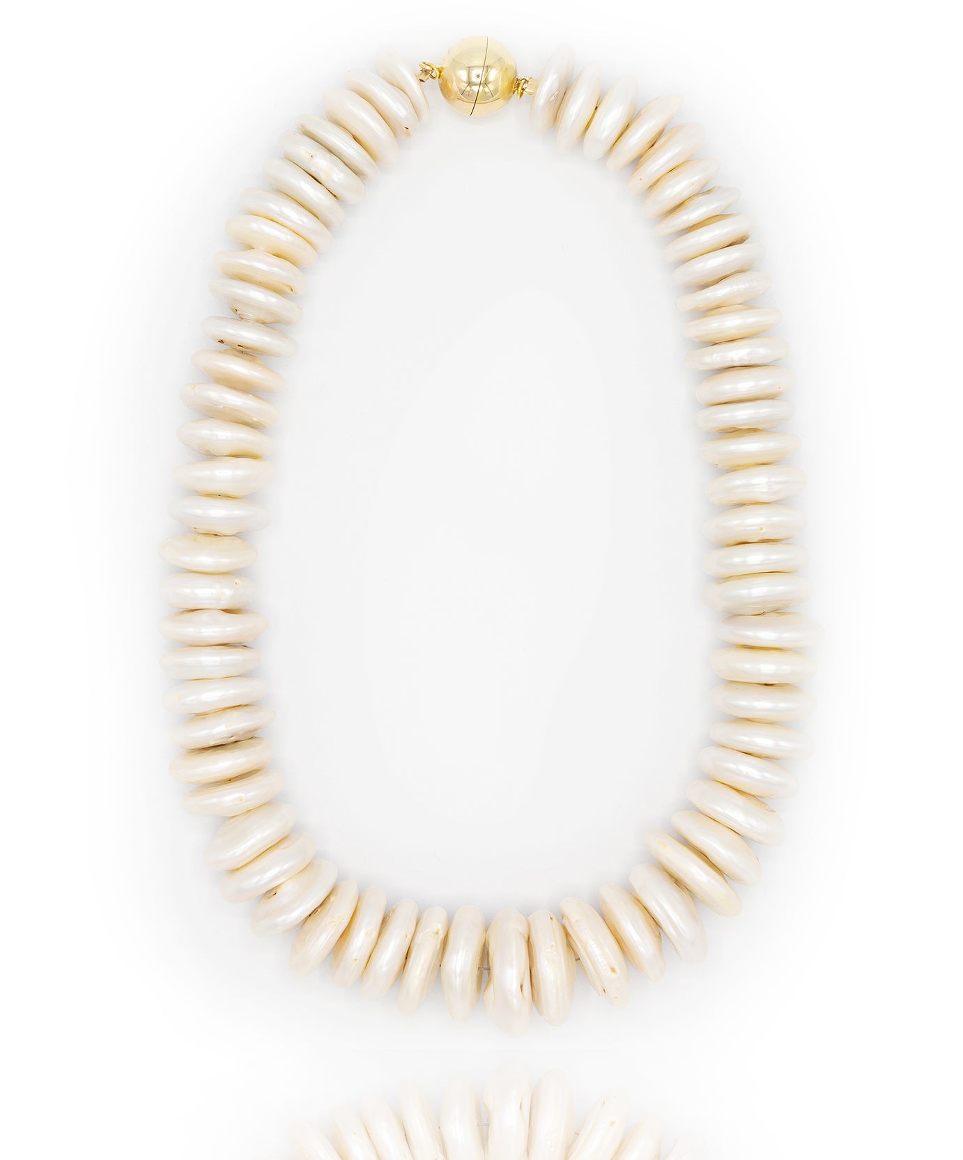 necklace made of rare shell pearls and magnetic goldplated silver clasp.
